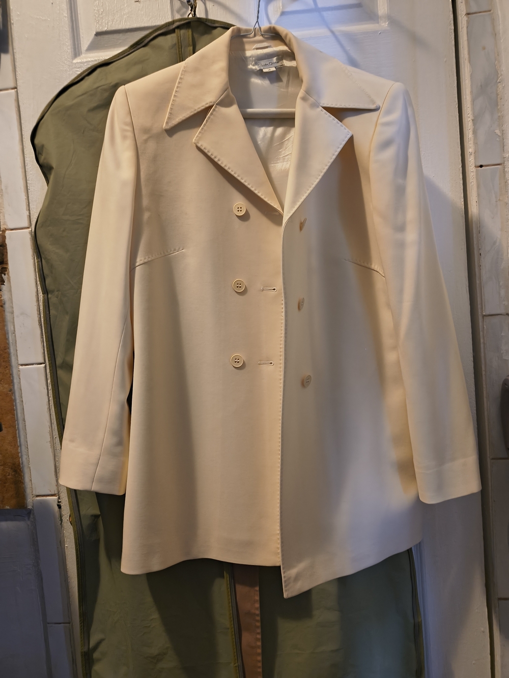 Ivory Vintage Double Breasted Wool Coat